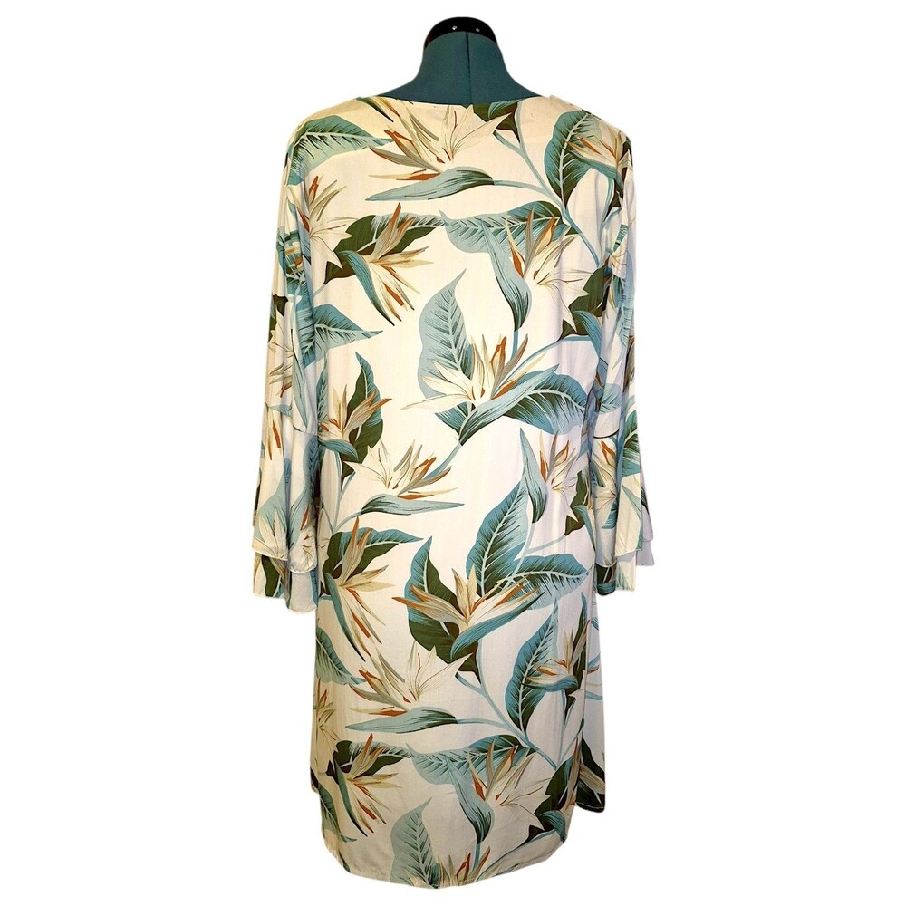 Pinapples Boutique Birds Of Paradise Women XL Ruffled Sleeve Lima Hawaiian Dress - Picture 8 of 8